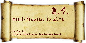 Mihálovits Izsák névjegykártya
